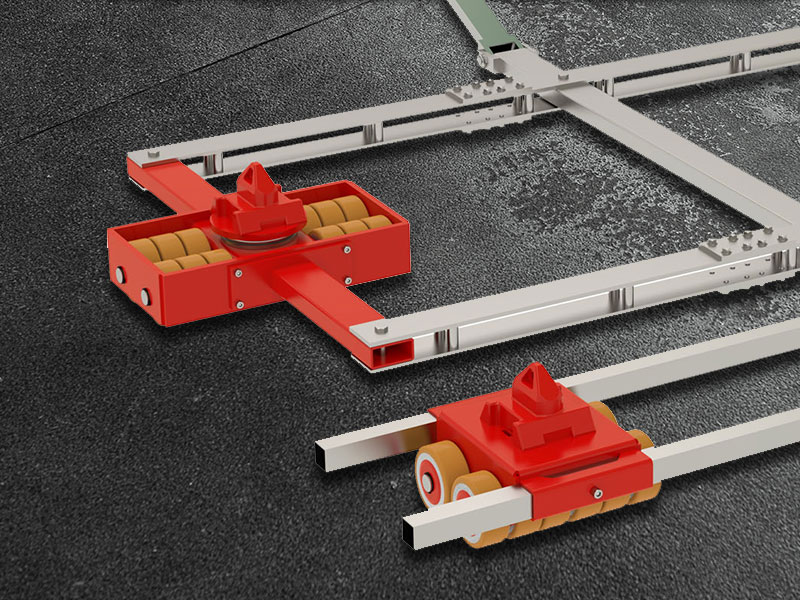 Tandem trolleys for container transport 